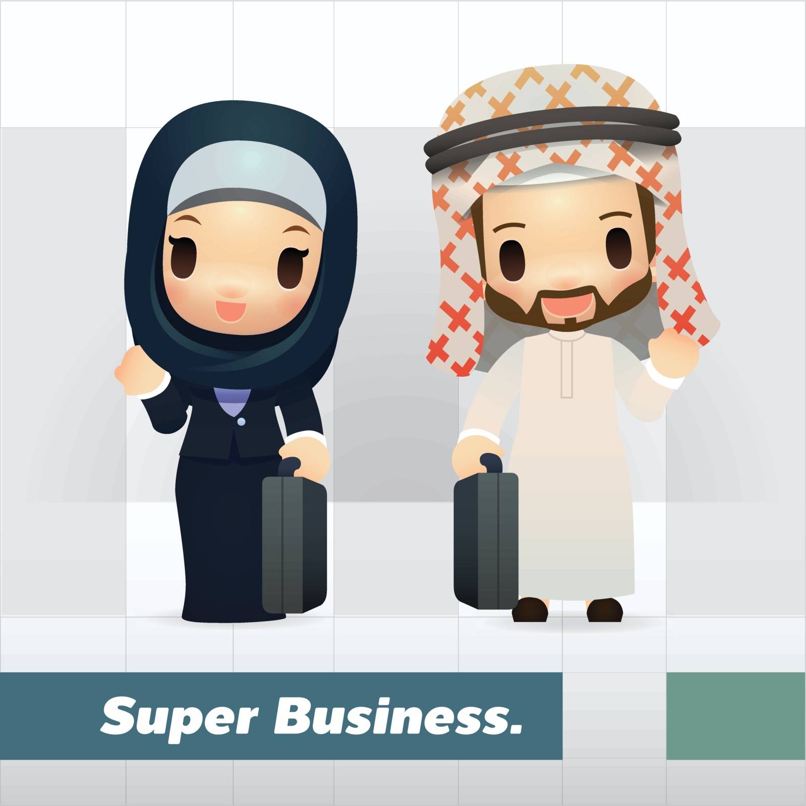 Saudi Arab Business man and Business women, Character presentation.