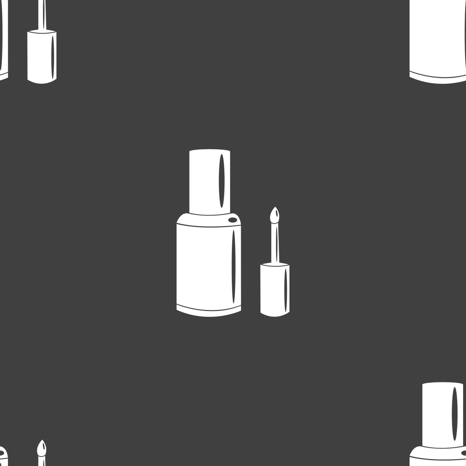NAIL POLISH BOTTLE icon sign. Seamless pattern on a gray background. Vector by serhii_lohvyniuk