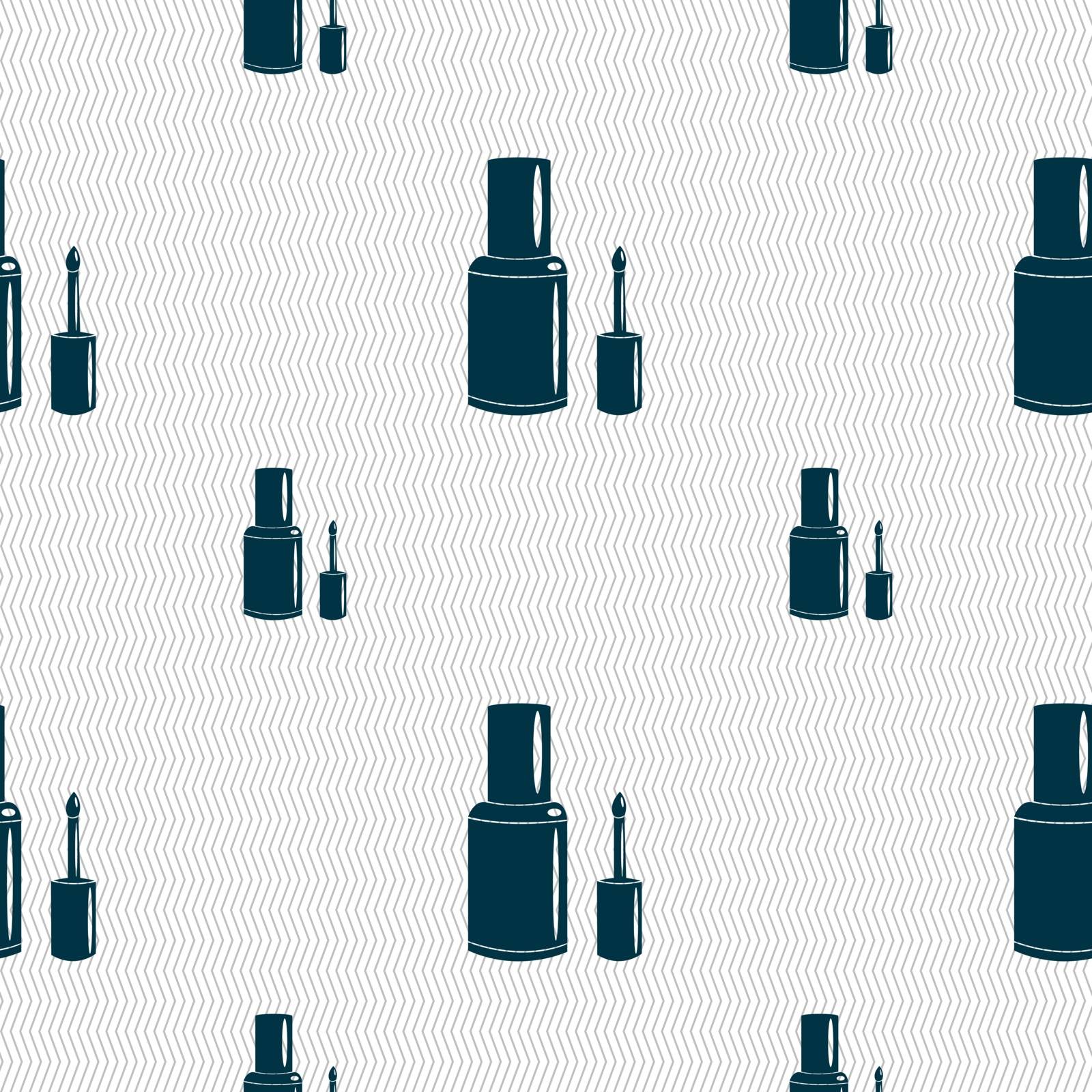 NAIL POLISH BOTTLE icon sign. Seamless pattern with geometric texture. Vector illustration