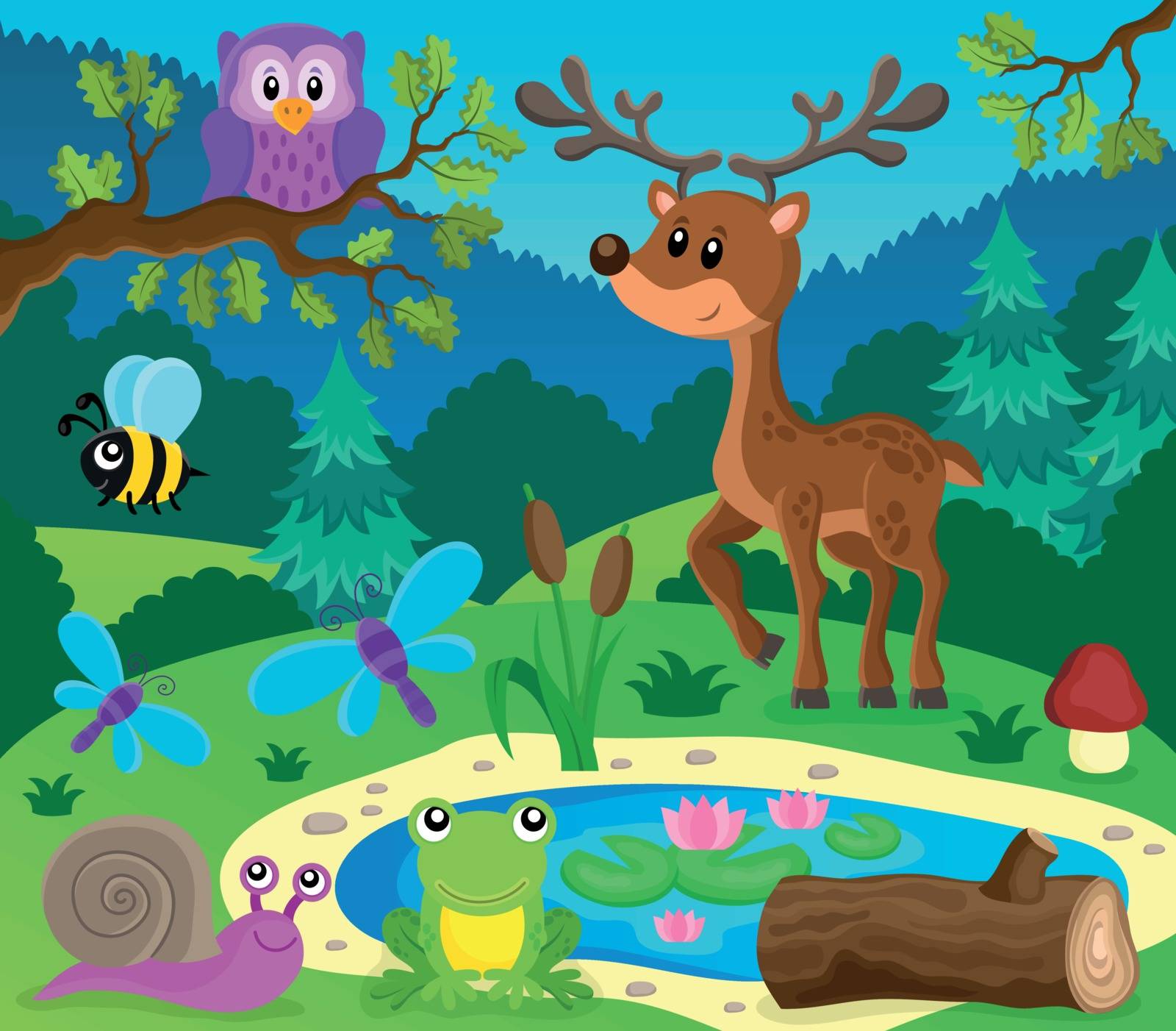 Forest animals topic image 9 - eps10 vector illustration.