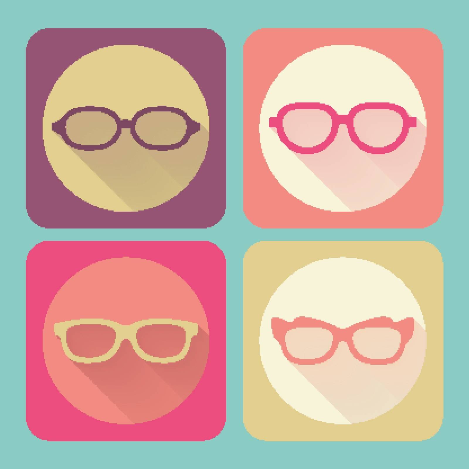 Modern glasses. Flat icons vector collection with long shadow effect by AnaMarques