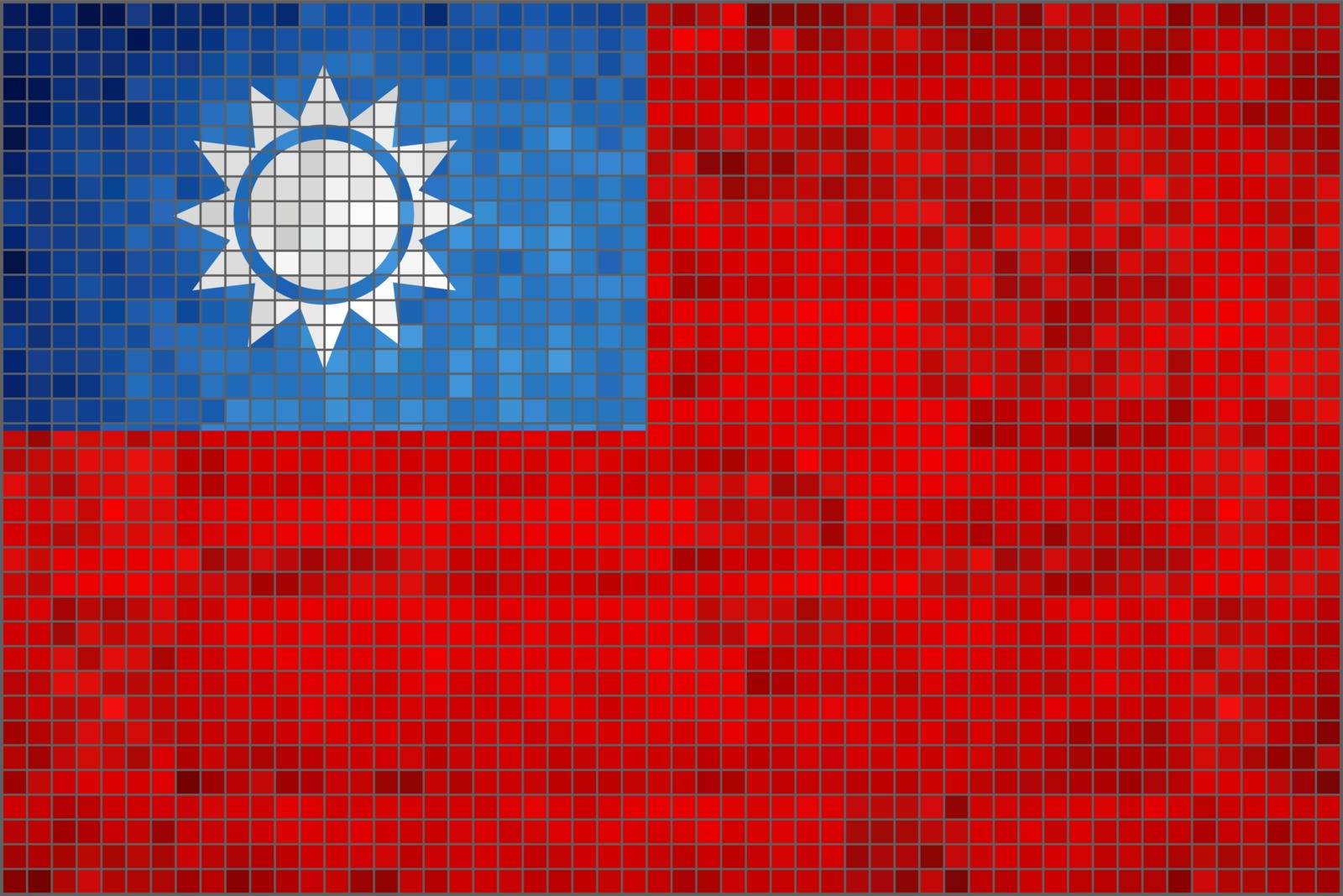 Flag of Taiwan - Illustration, 
Abstract Mosaic Taiwan Flag, 
Grunge mosaic Flag of Taiwan, 
Abstract grunge mosaic vector