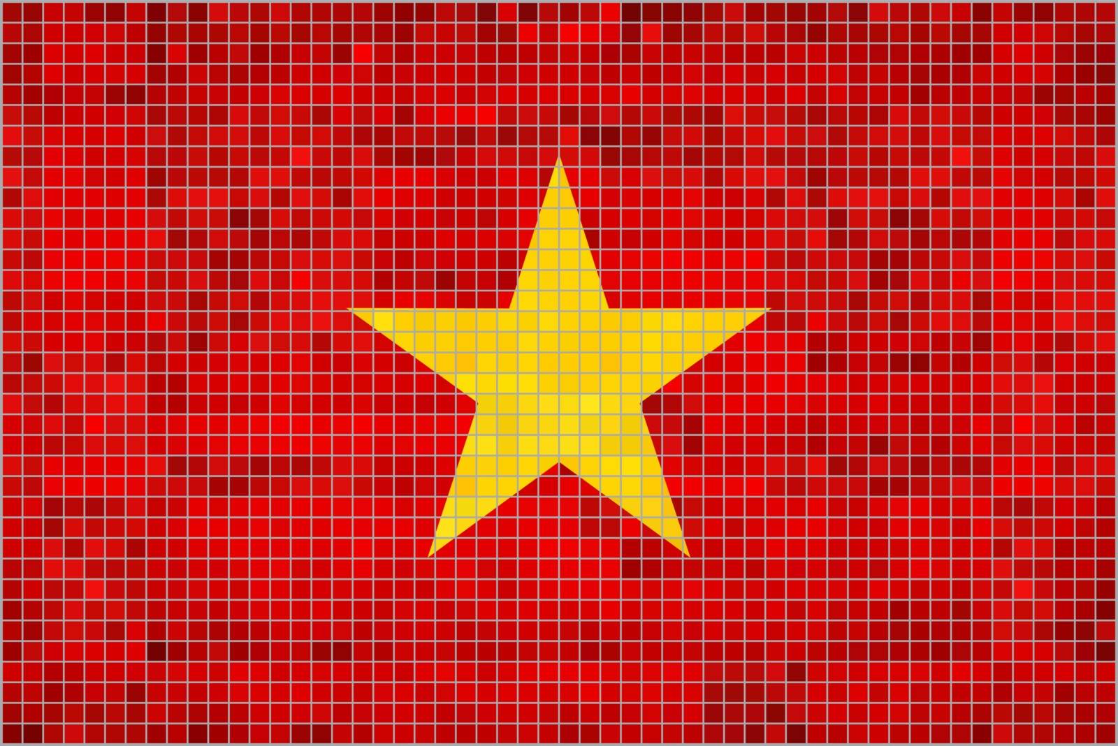 Flag of Vietnam - Illustration, 
Abstract Mosaic Vietnam Flag, 
Grunge mosaic Flag of Vietnam, 
Abstract grunge mosaic vector