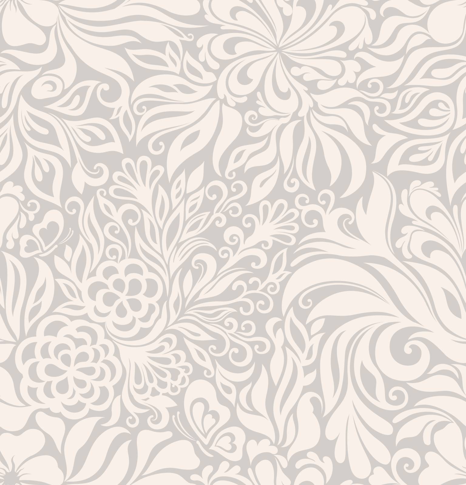 Luxury seamless graphic background with flowers and leaves