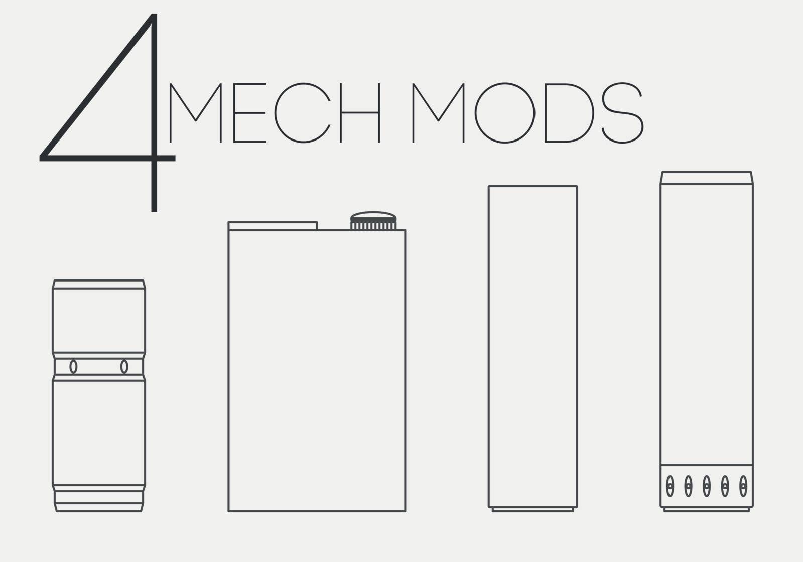 4 thin lines mechanical mods icons set