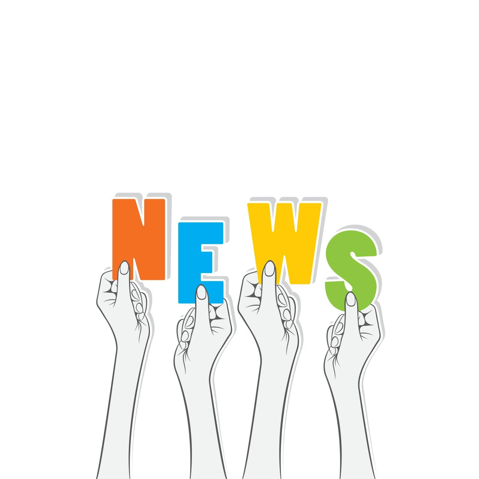 news text hold in hand design by vectoraart