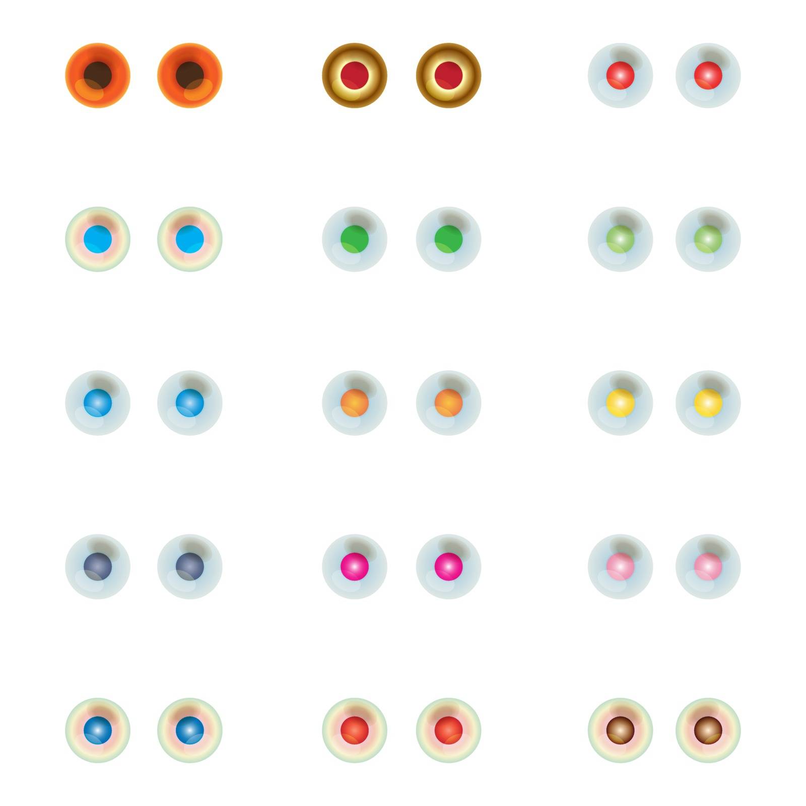 Set of colorful eye balls. Isolated on white