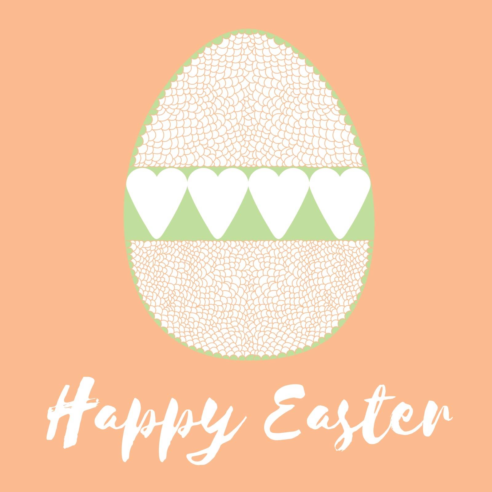 Happy easter poster, egg with hearts . Vector