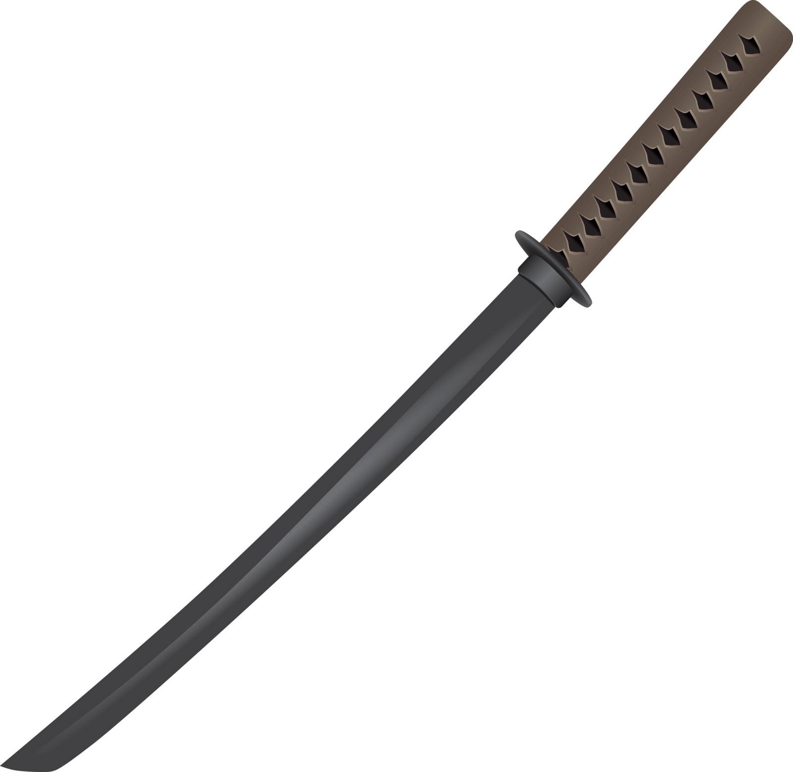 Wooden traditional sword for training. Vector illustration.