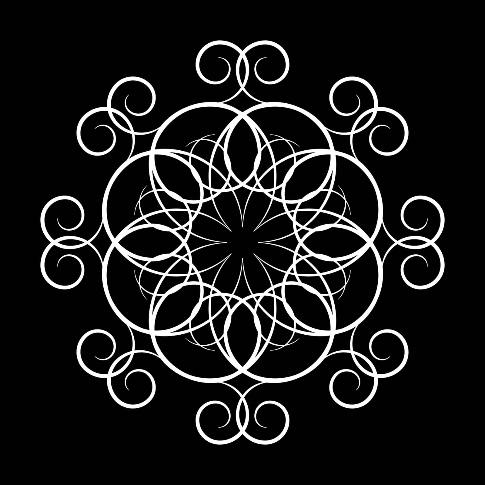 A circular ornament  of swirling lines, vector illustration.