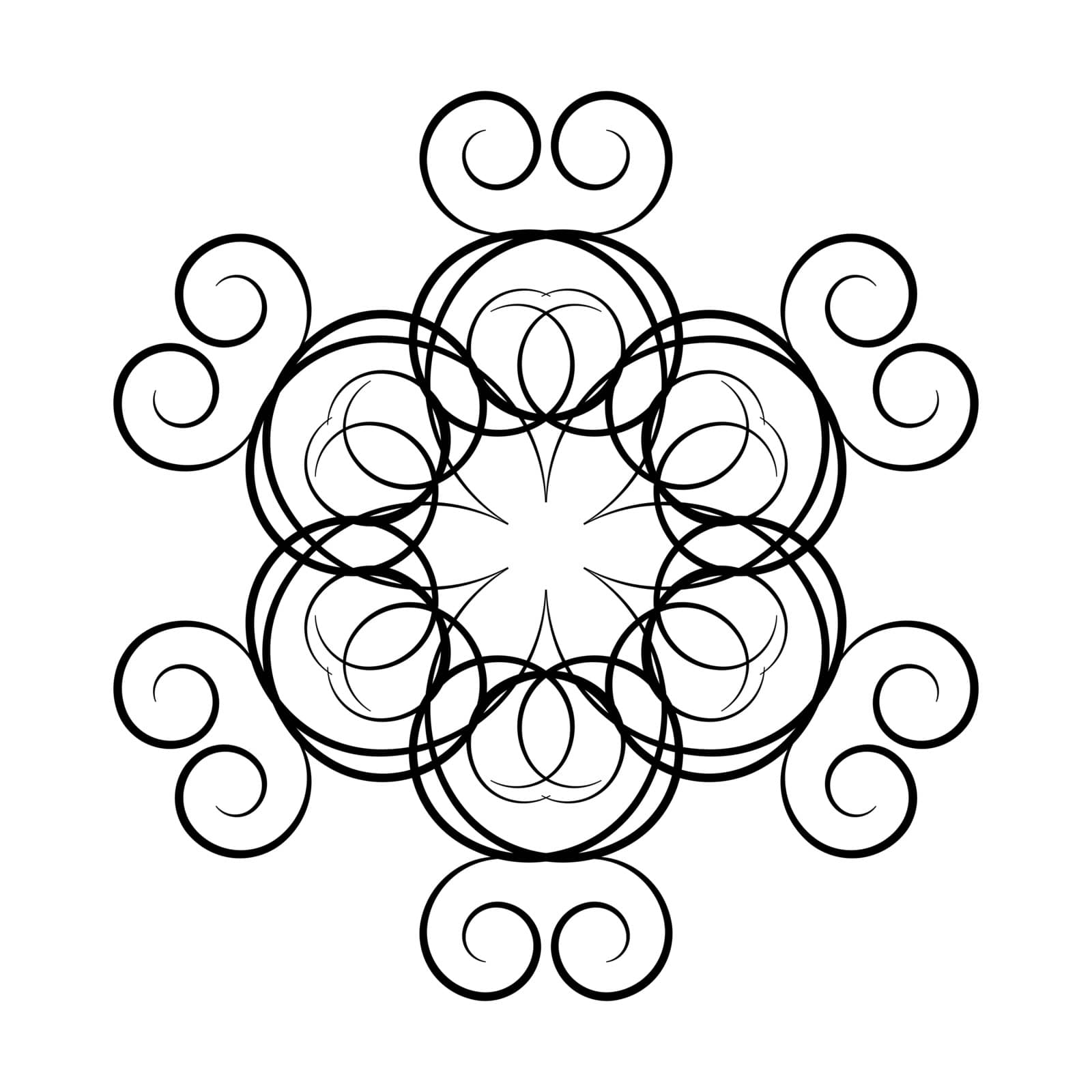 A circular ornament  of swirling lines, vector illustration.