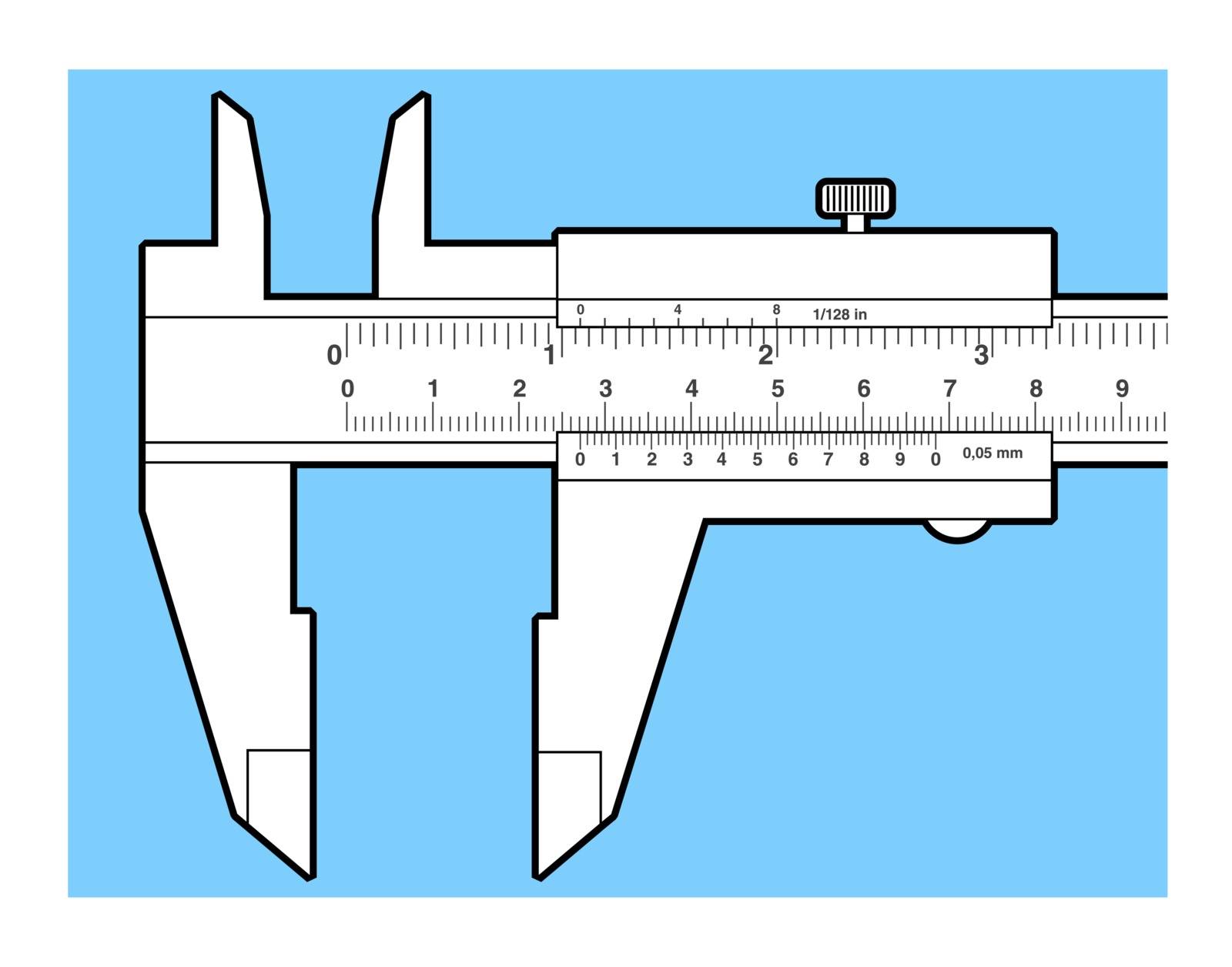 Vernier caliper tool isolated on white. Sliding caliper illustration.