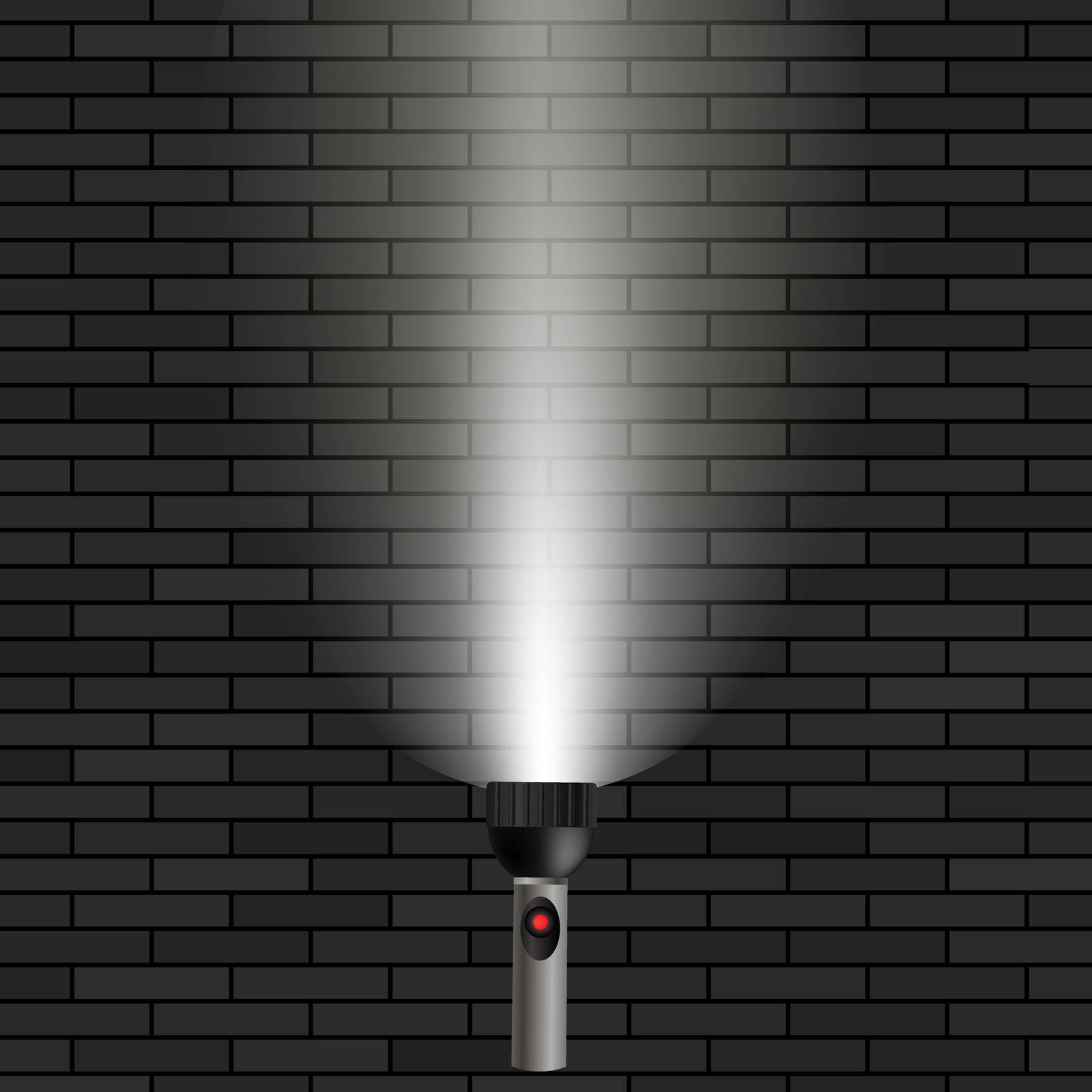 Light Flash on Dark Brick Background. White Beam of Light