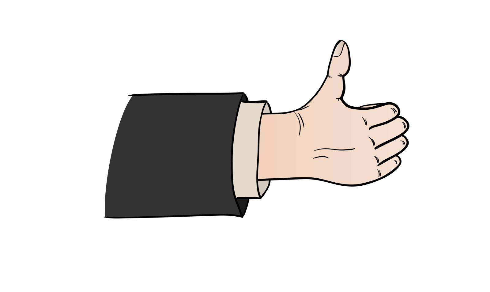 thumbs up in comic retro style, hand sign