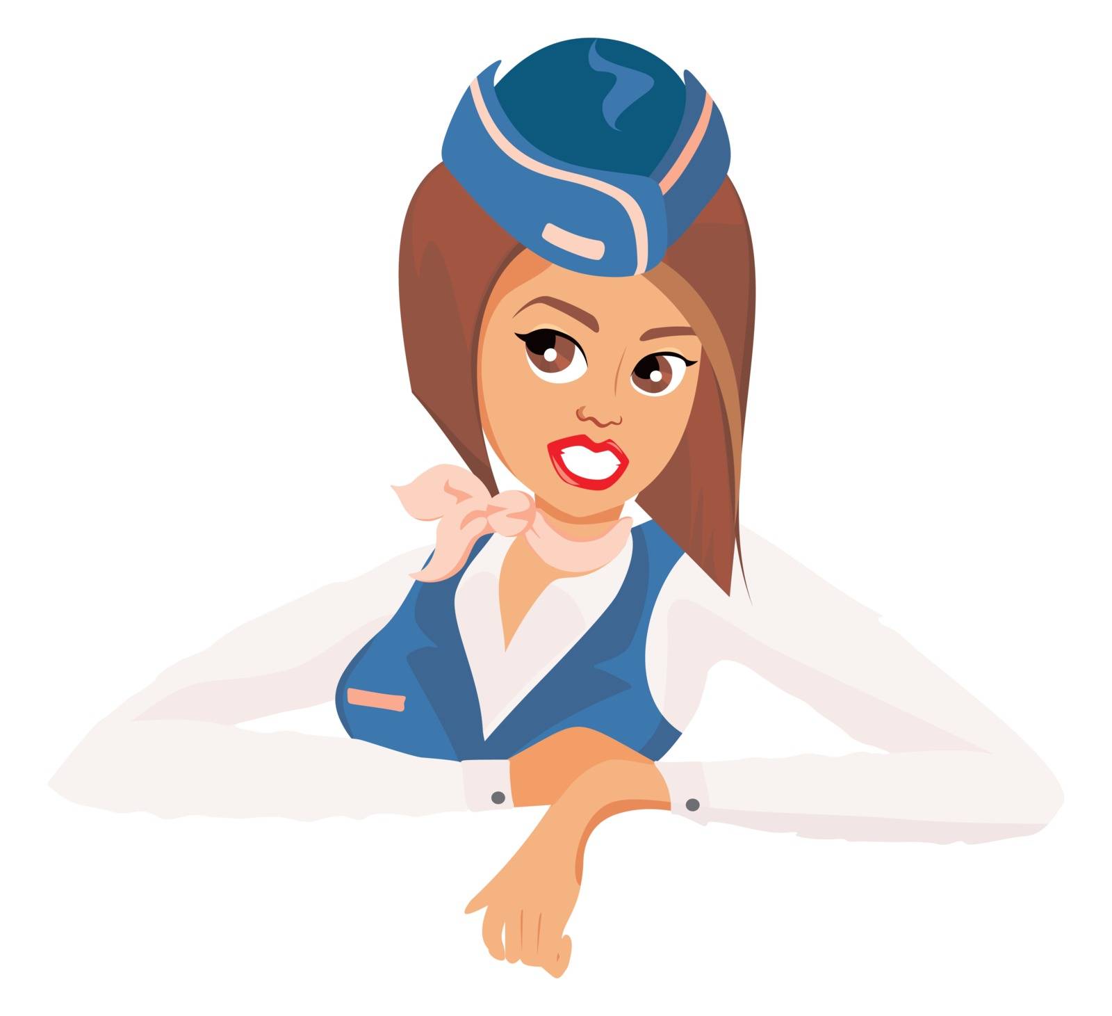 Cartoon air stewardess in uniform