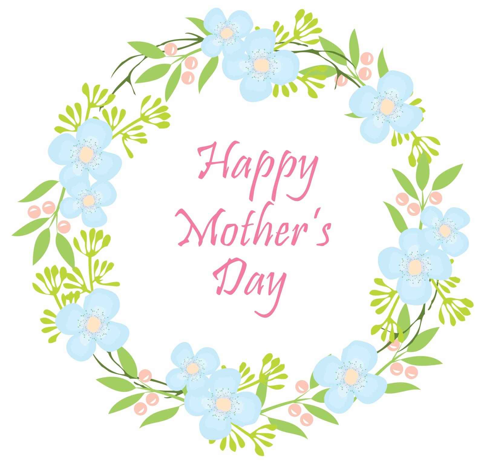 vector illustration of floral wreath for happy mother's day