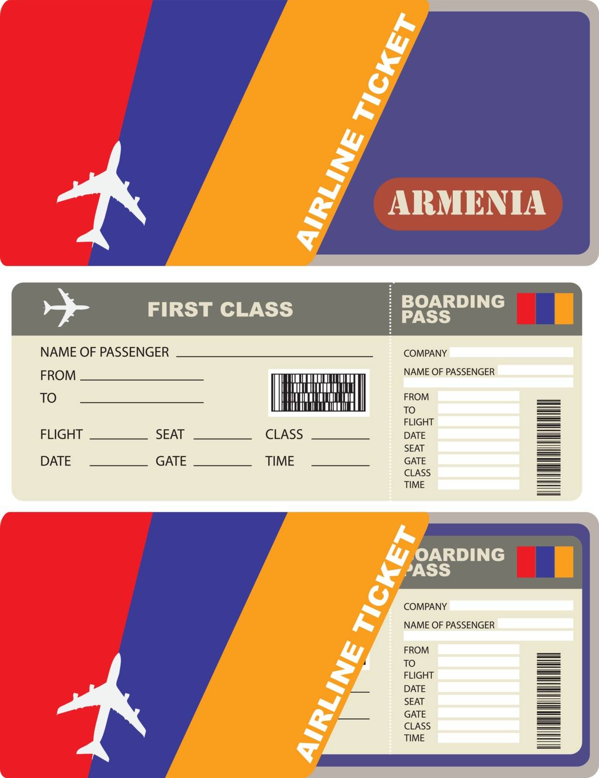 Flight trip for a flight to Armenia with the service envelope.
