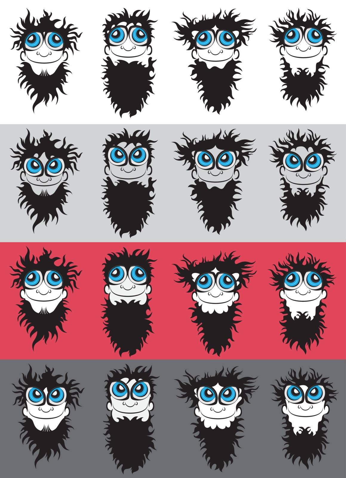 smiling hairy bearded hipster guy face portrait vector illustration by Zuzuan