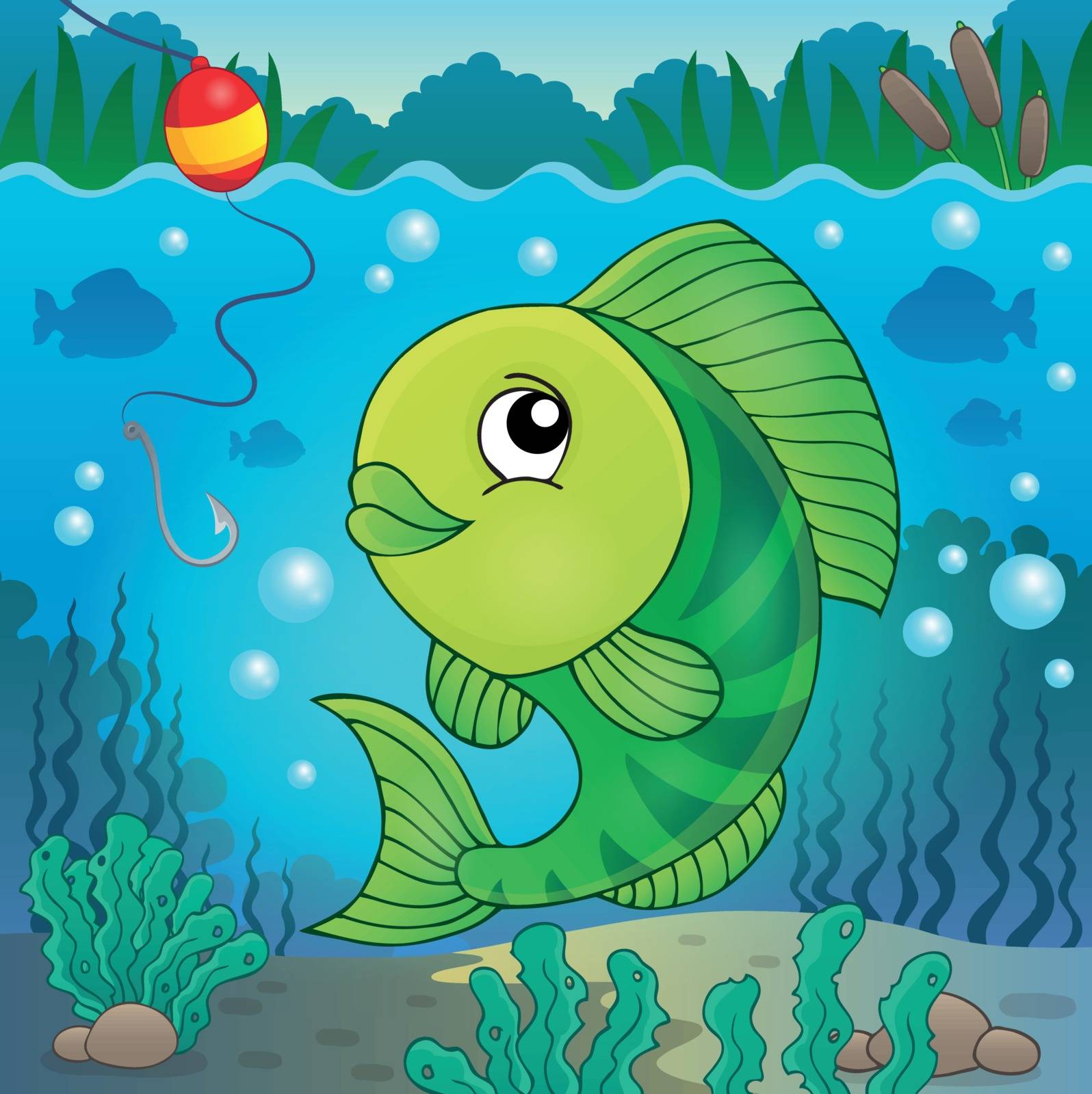 Freshwater fish topic image 5 - eps10 vector illustration.