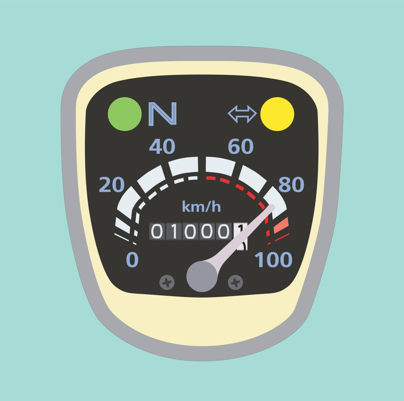 Miles speedometer on motorcycle a vintage style. Flat Lay for design