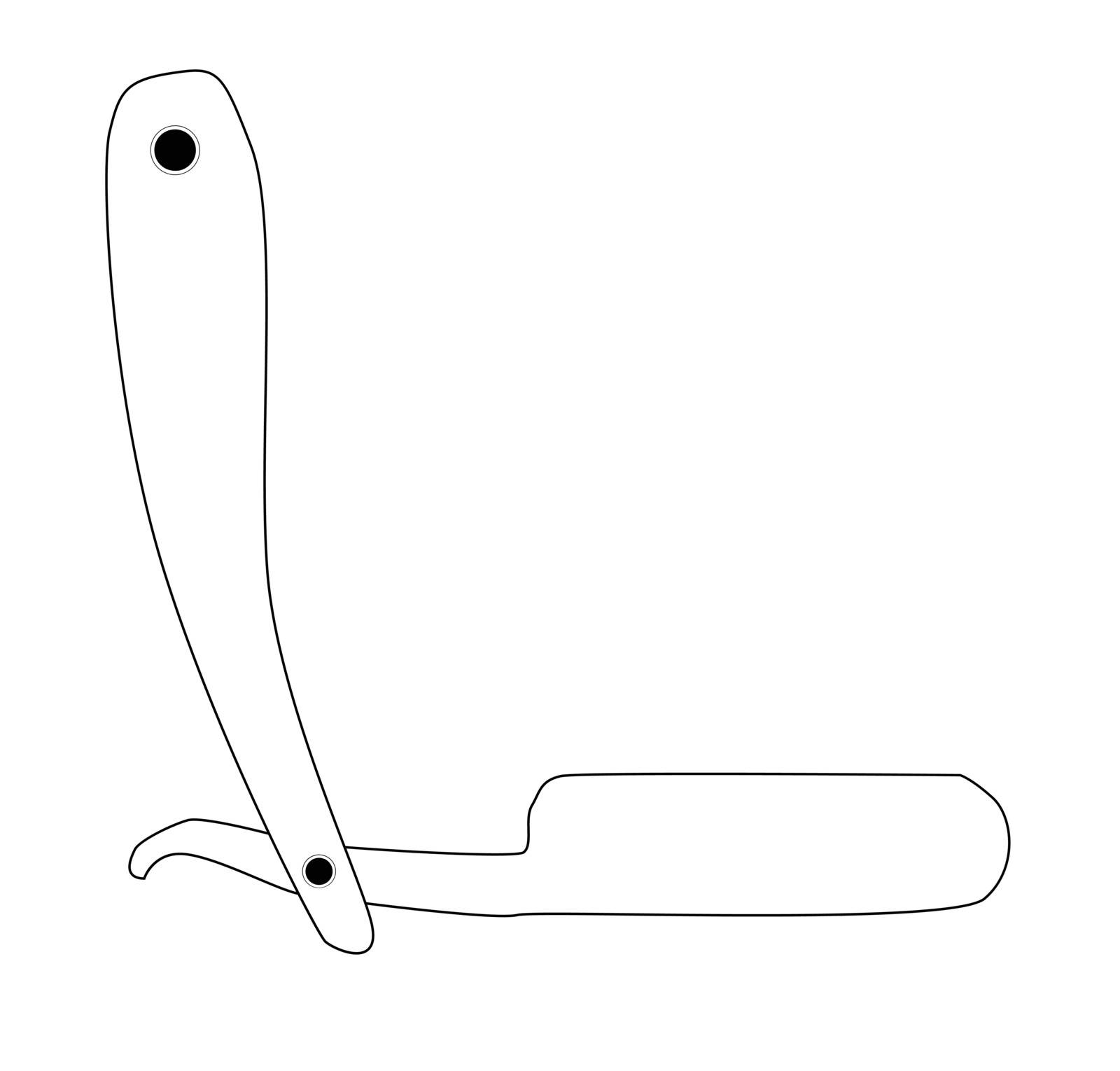 Barbers cut throat razor black outline over a white background