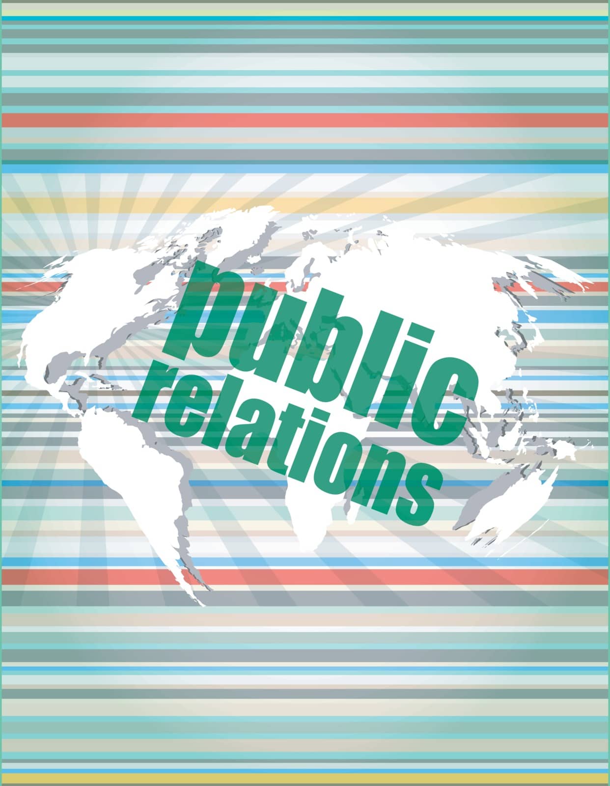 social concept: public relations words on digital screen, 3d vector illustration