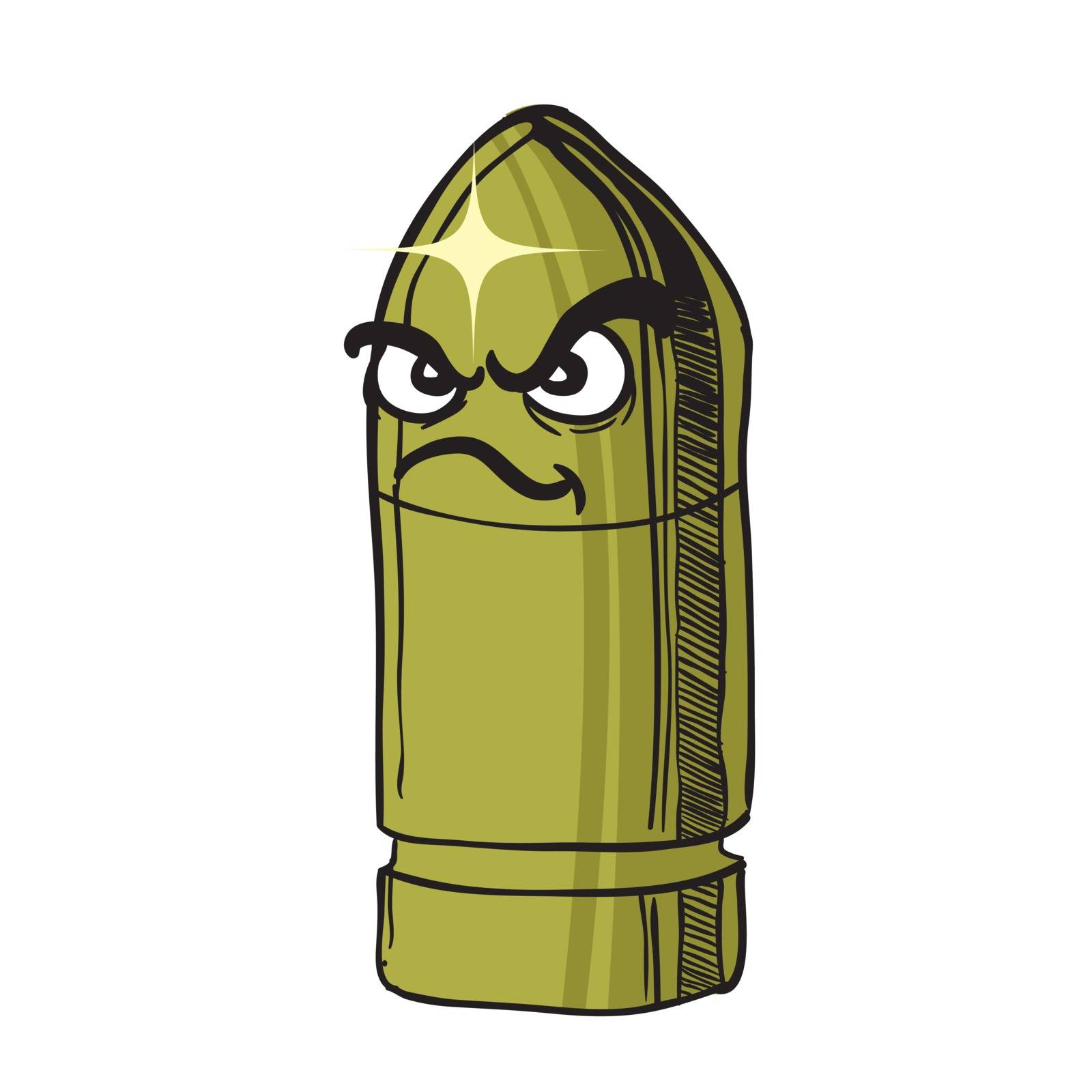 angry bullet cartoon illustration isolated on white