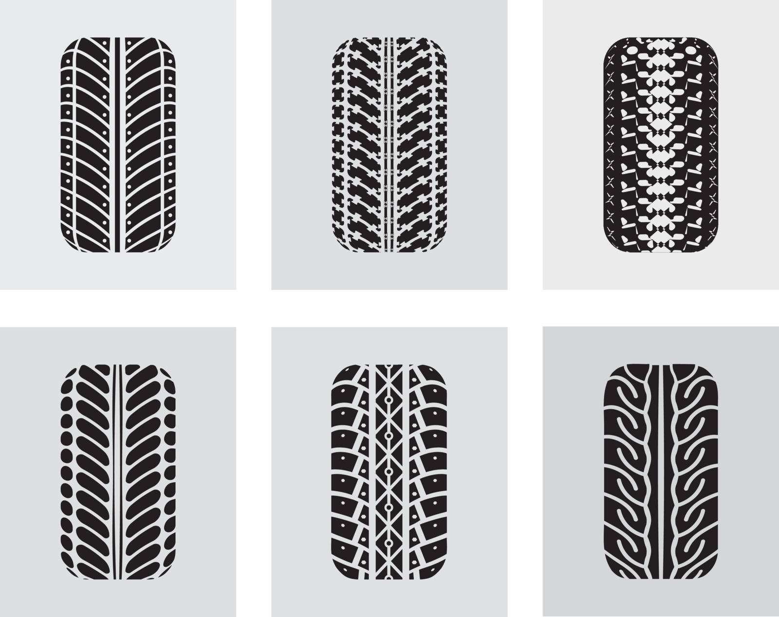Tires in the front. Vector illustration on a colored background