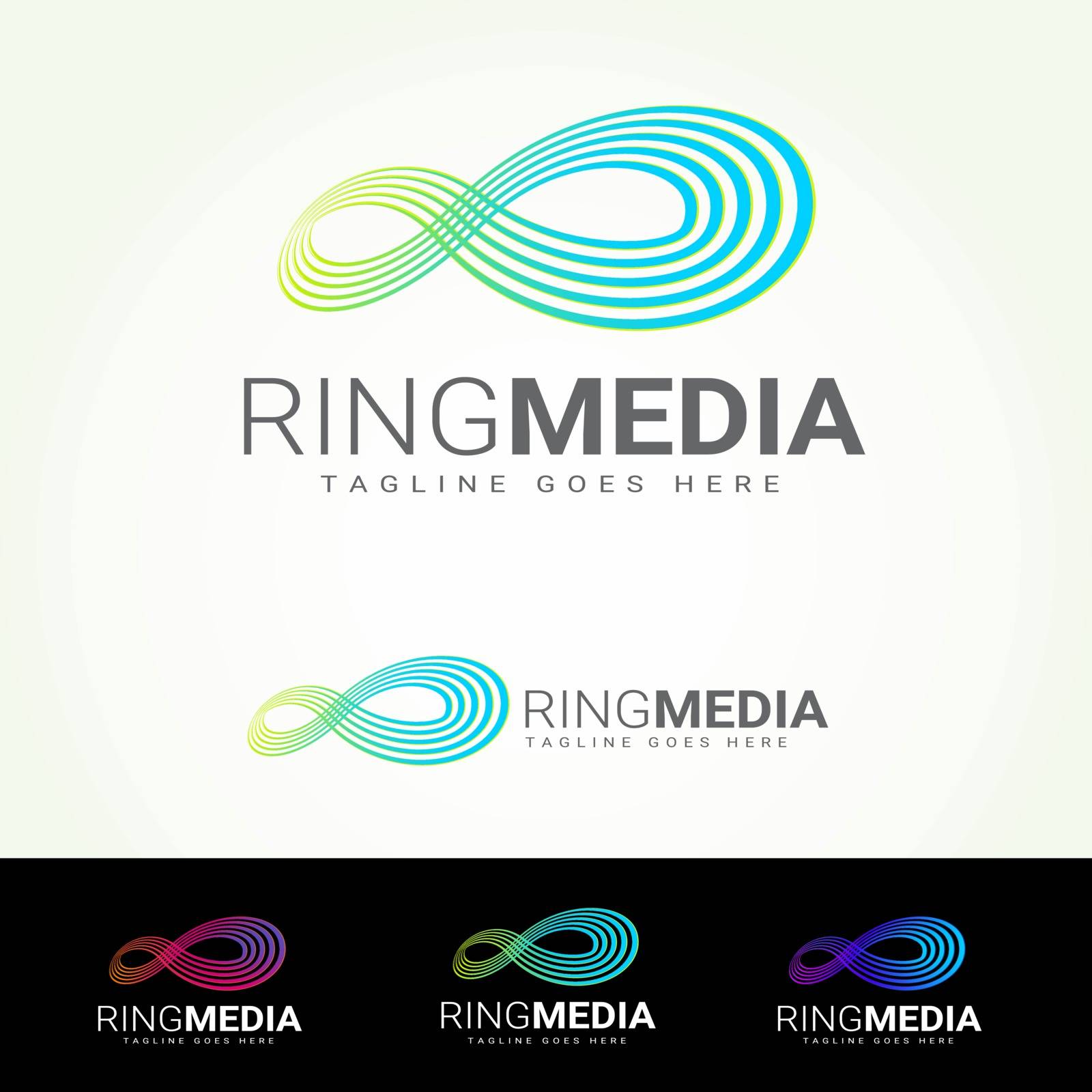 Ring Media Logotype and Tagline. Vector template.