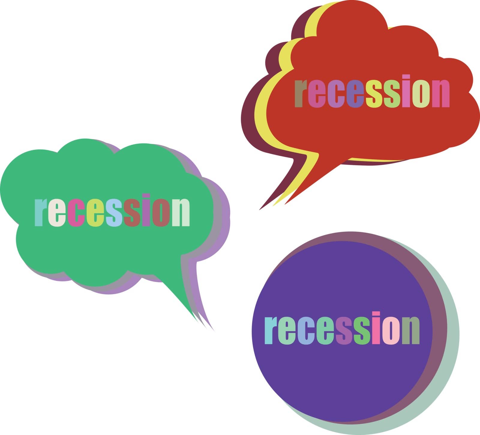 recession. Set of stickers, labels, tags. Template for infographics. Icon set. Icon flat. Vector illustration