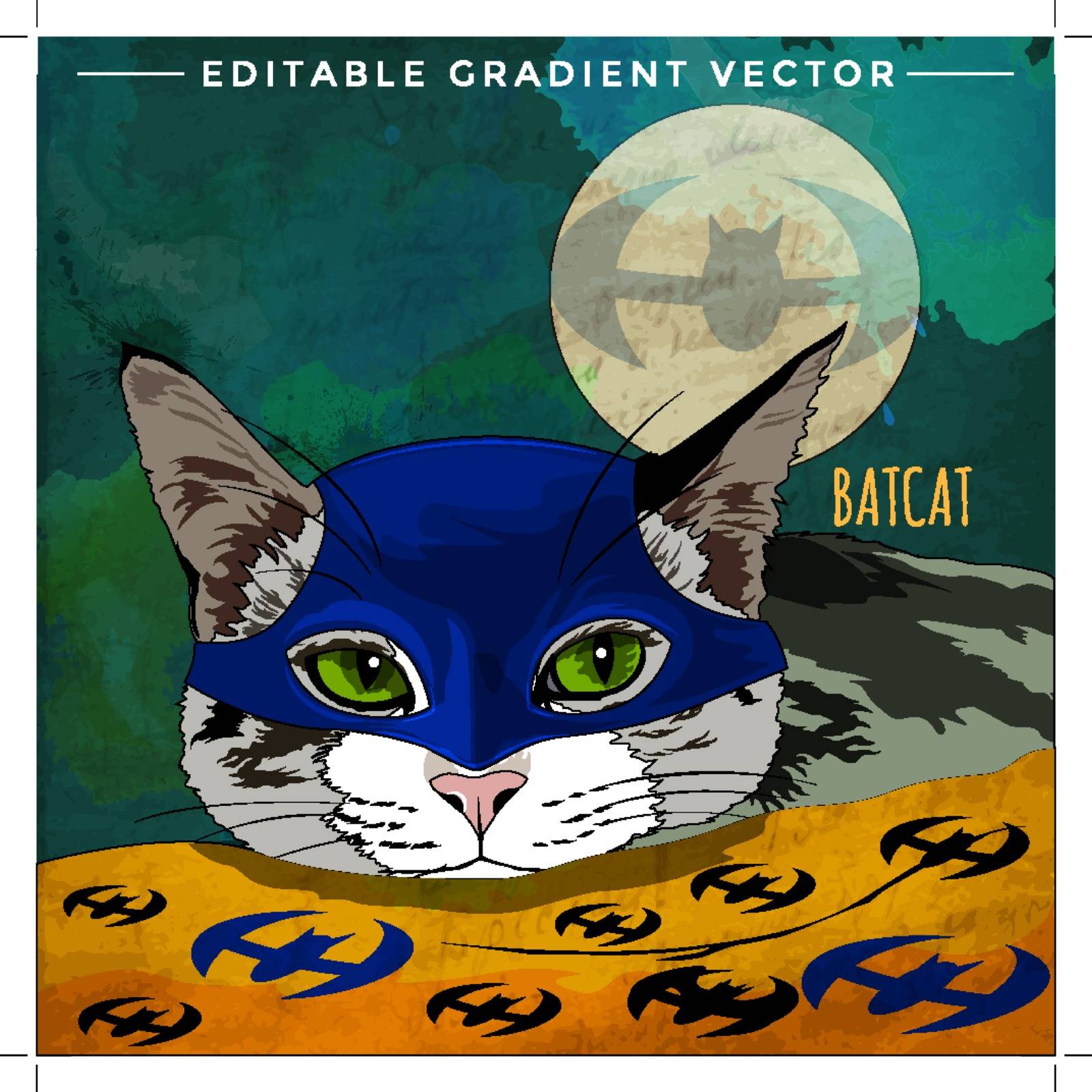 BatCat. Vector illustration of a cat at home.