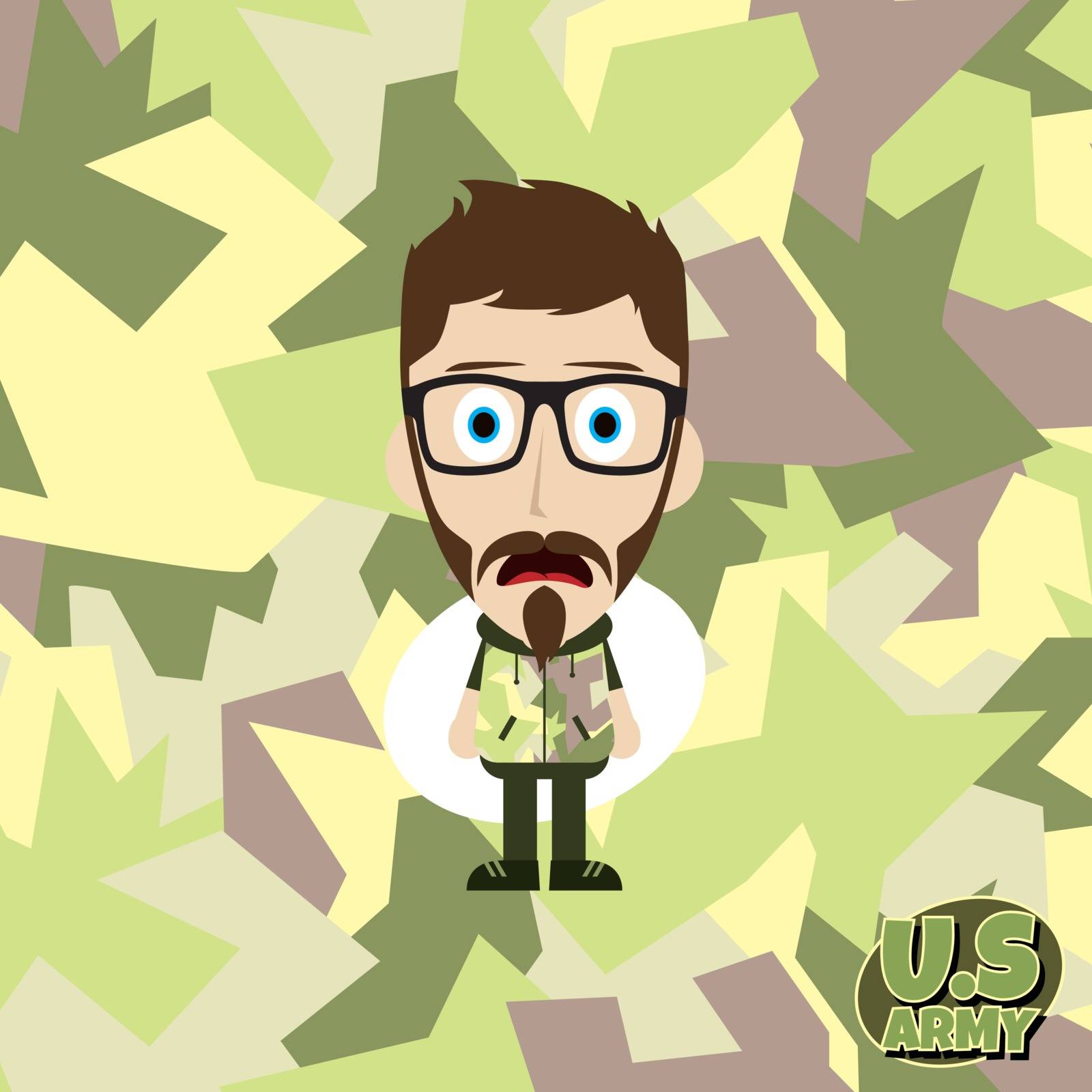 army camouflage cartoon guy by vector1st