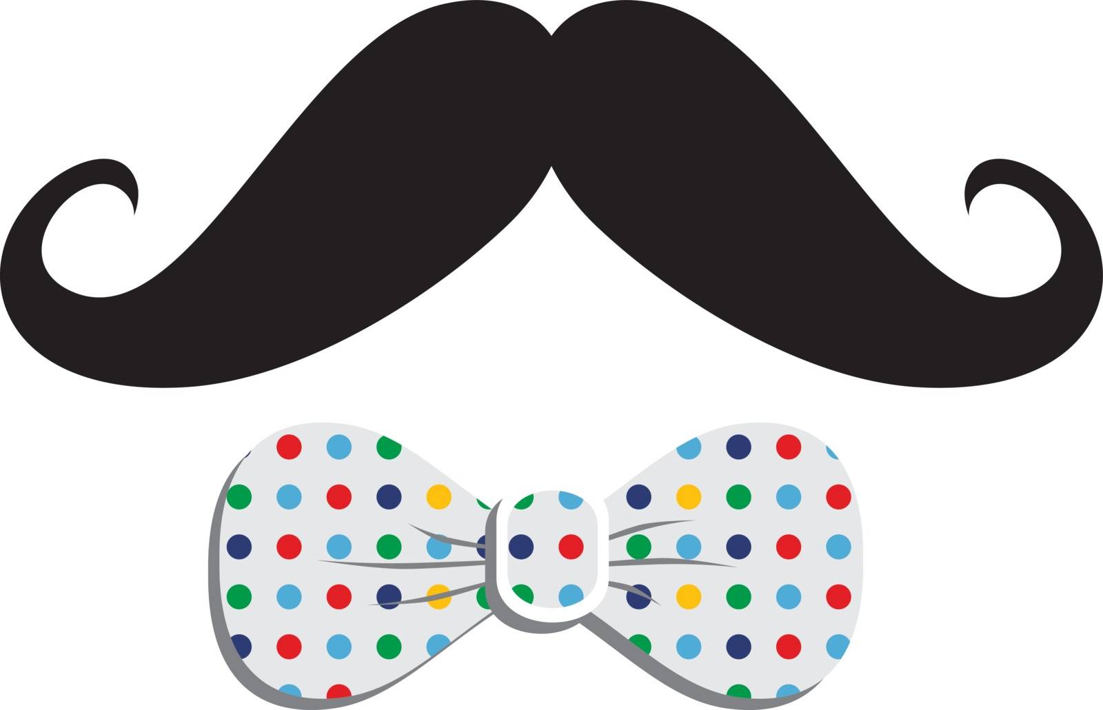 mustache bow tie theme vector art illustration