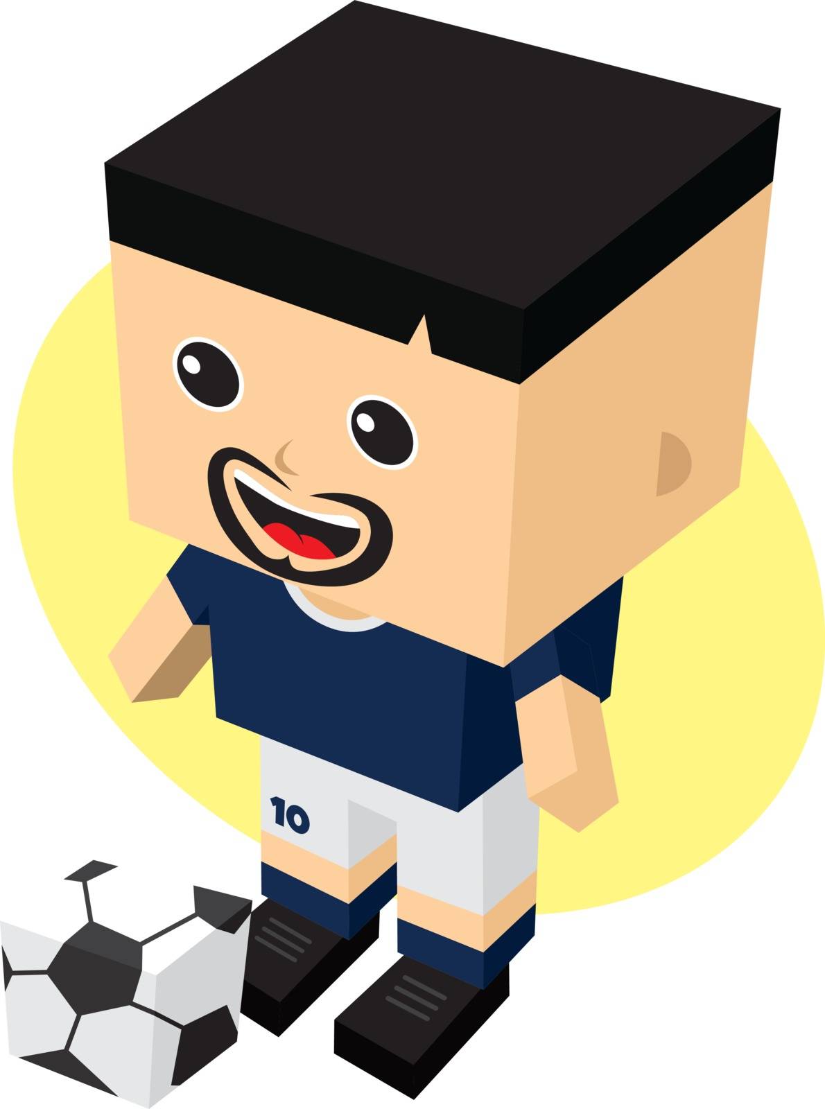 cartoon soccer player isometric theme vector art illustration