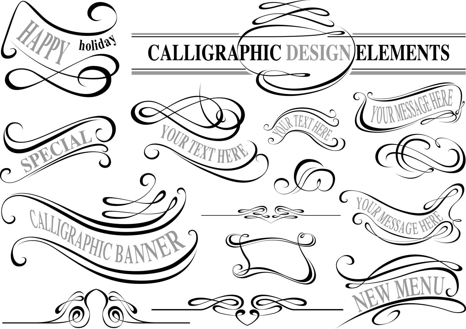 Calligraphic Elements Collection - Design Elements Illustration, Vector