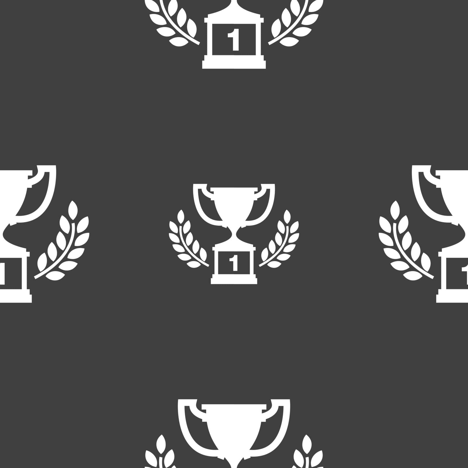 Champions cup, Trophy icon sign. Seamless pattern on a gray background. Vector illustration