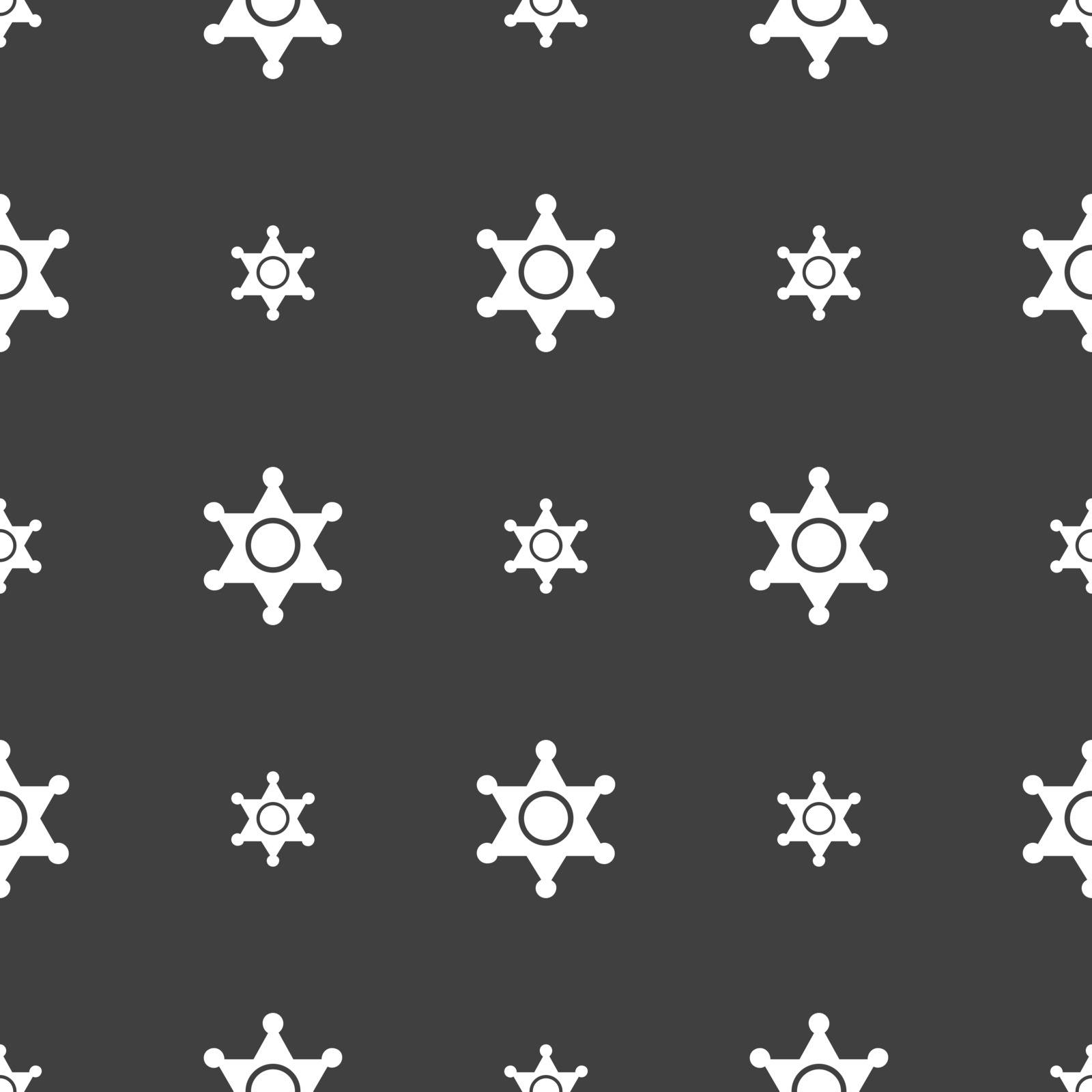 Sheriff, star icon sign. Seamless pattern on a gray background. Vector illustration