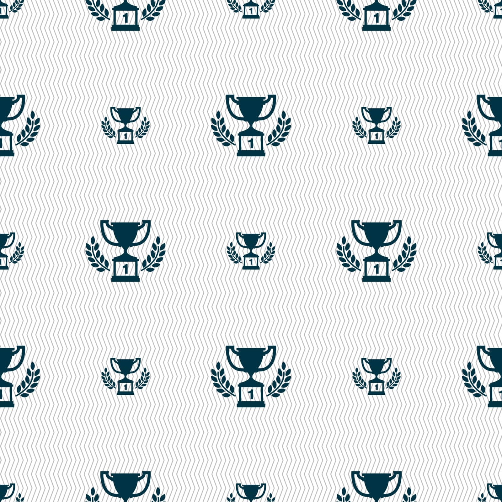 Champions cup, Trophy icon sign. Seamless pattern with geometric texture. Vector by serhii_lohvyniuk