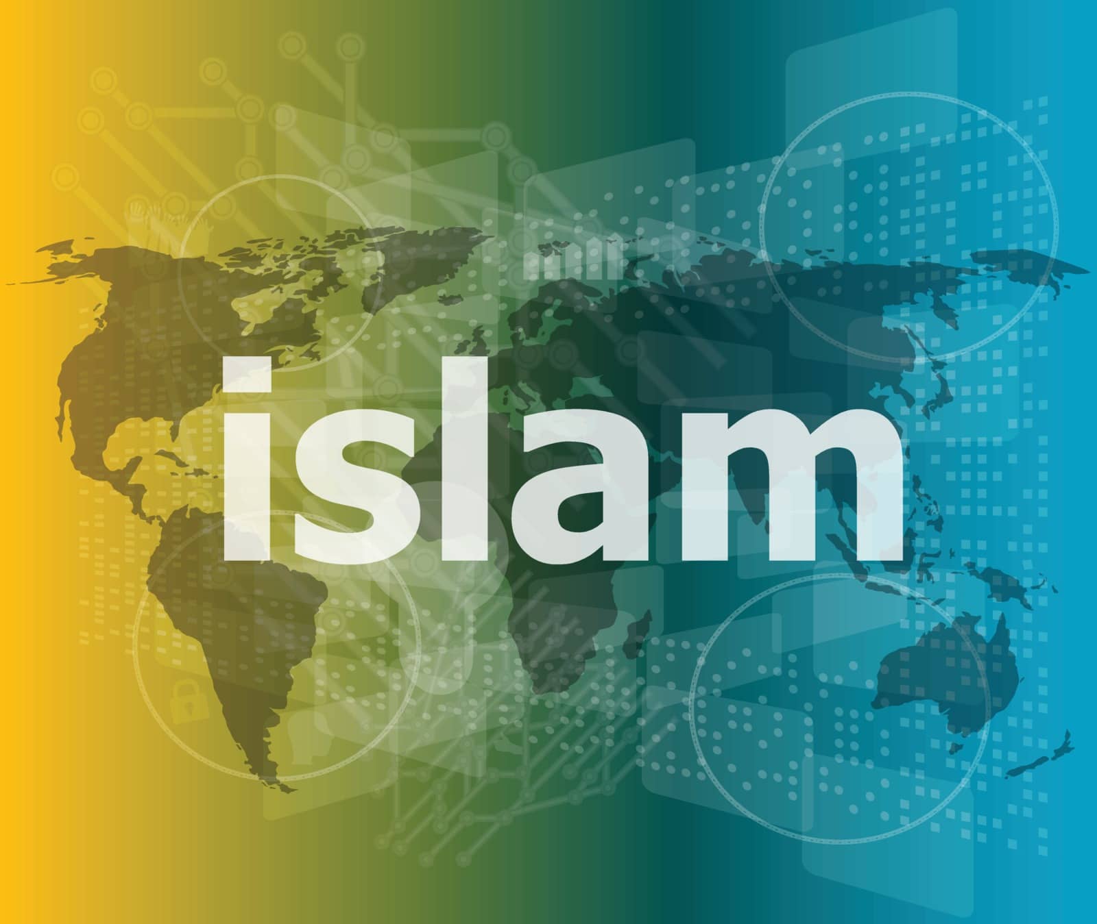 islam, hi-tech background, digital business touch screen vector illustration
