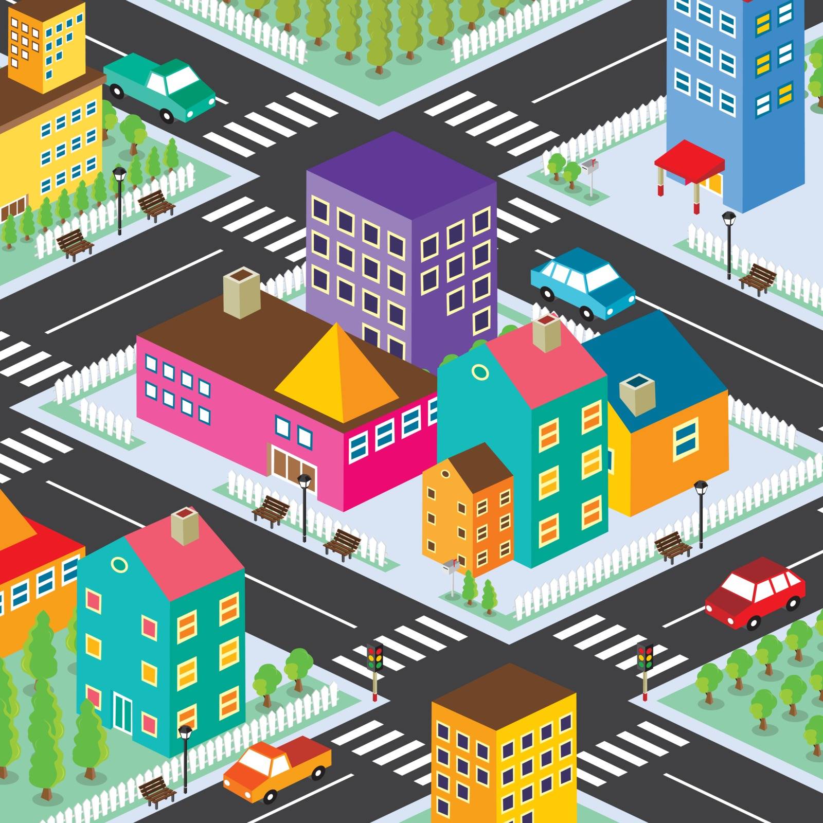 isometric residential view cartoon theme by vector1st