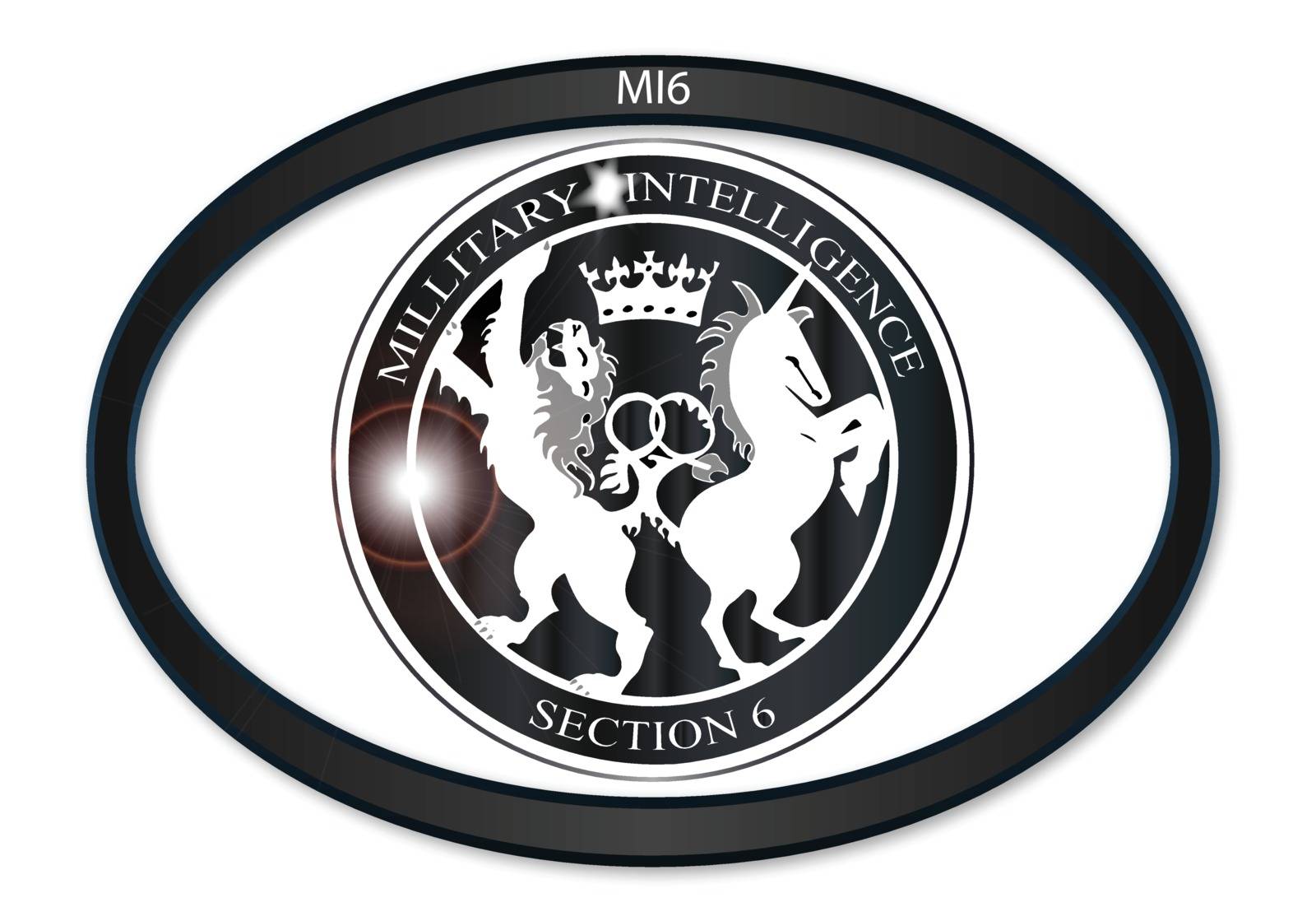 Oval metal button with a depiction of the MI6 horses