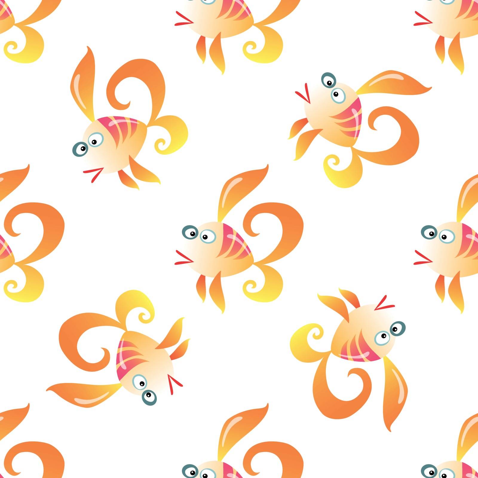 Goldfish marine seamless pattern background. Ocean animals vector