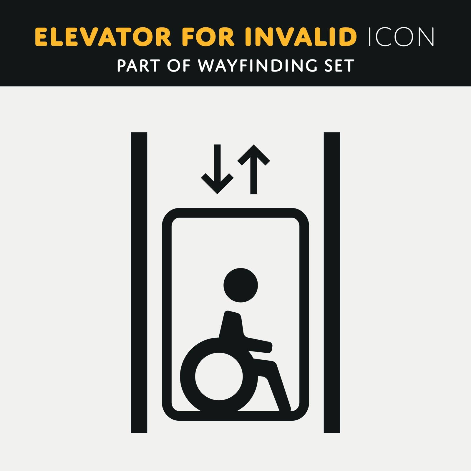 Disability man pictogram flat icon lift by GraphicDealer