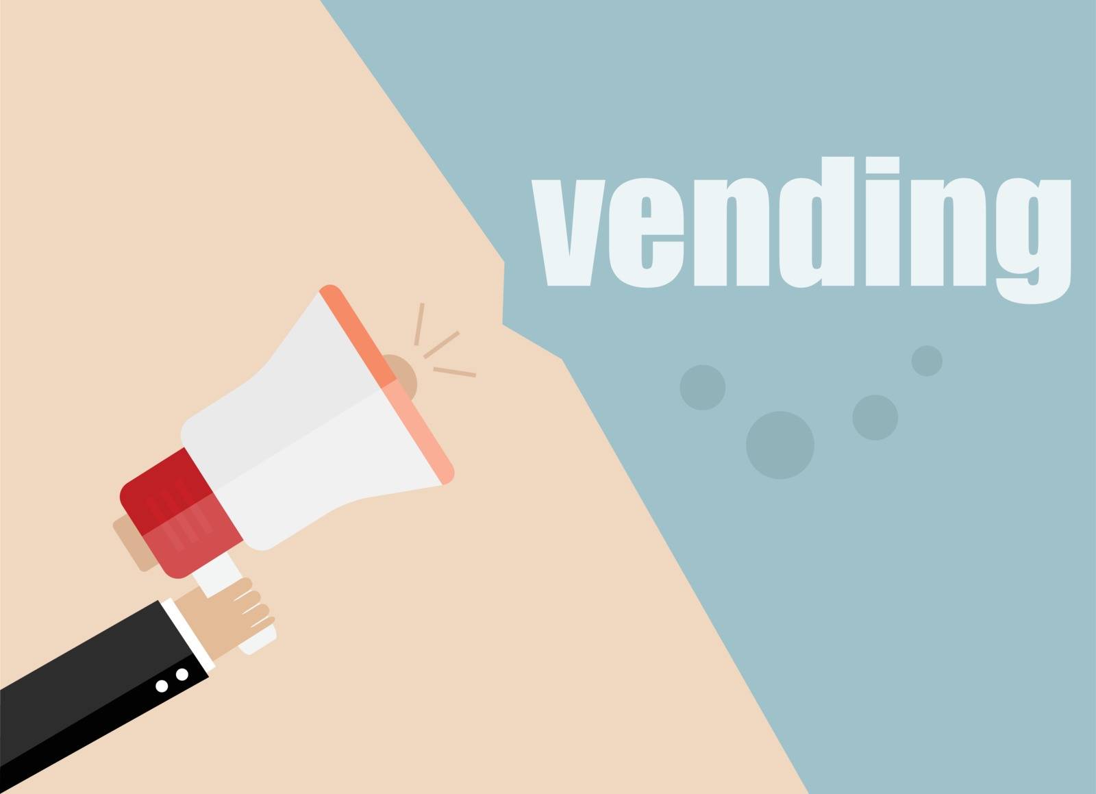 Vending. Flat design vector business illustration concept Digital marketing business man holding megaphone for website and promotion banners.