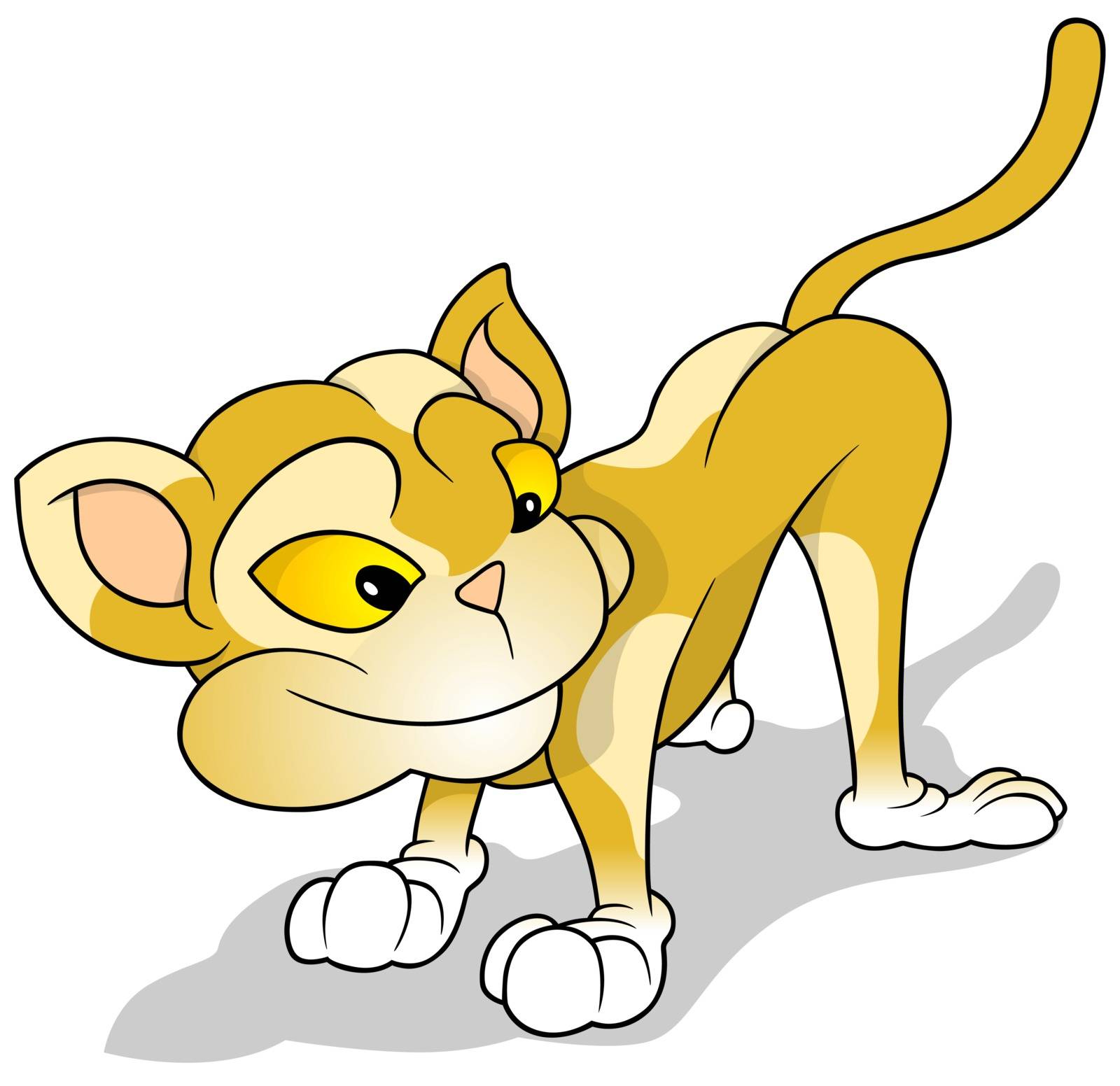Orange Cartoon Cat - Smiling Pet Animal Illustration, Vector