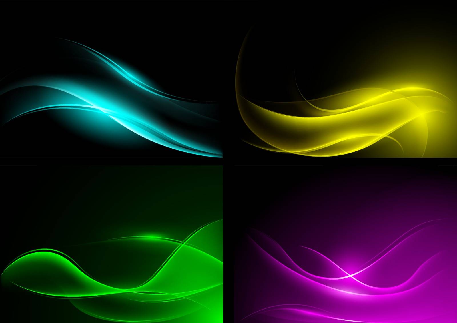 Light Wave Color Background Set - Abstract Illustration, Vector