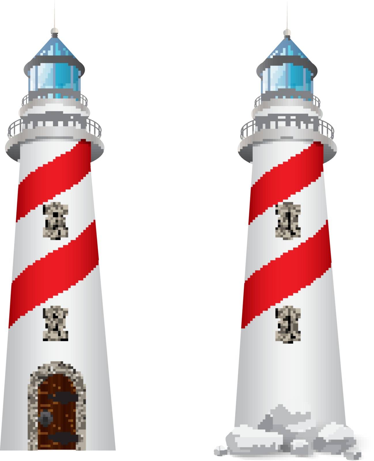 Couple of lighthouse towers vector illustration