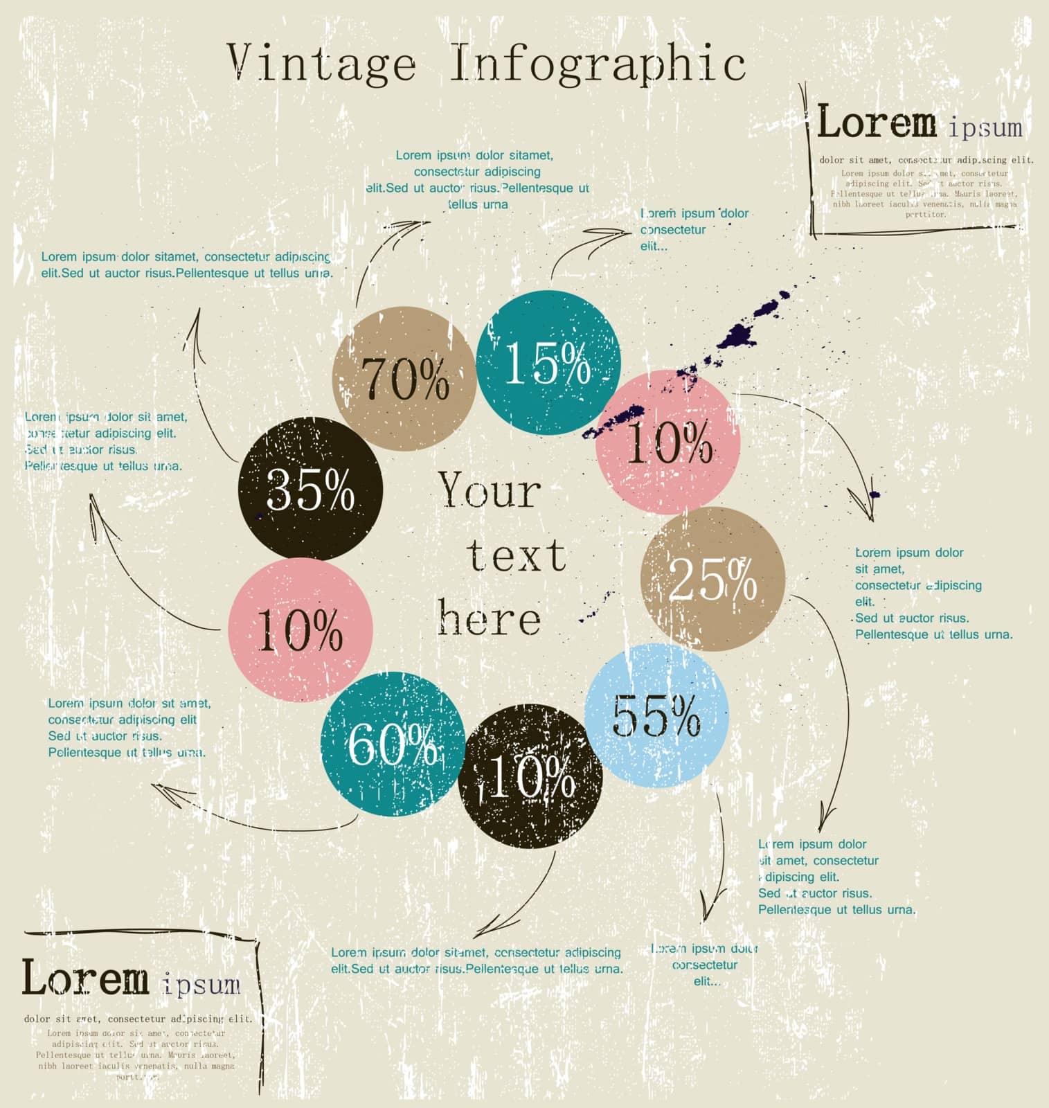 Retro infographic with ink arrows. by tari767