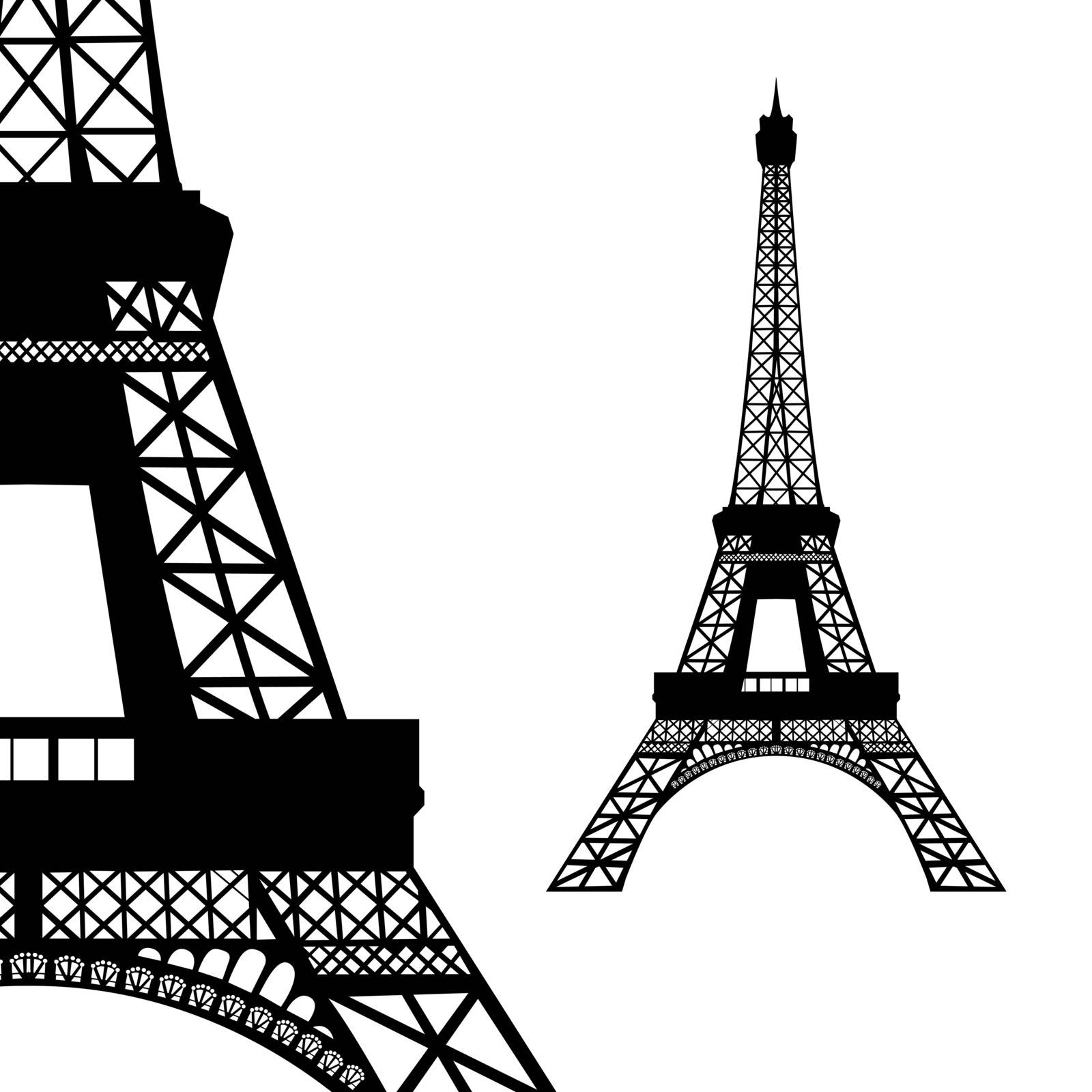 Eiffel tower in Paris. Vector illustration on white