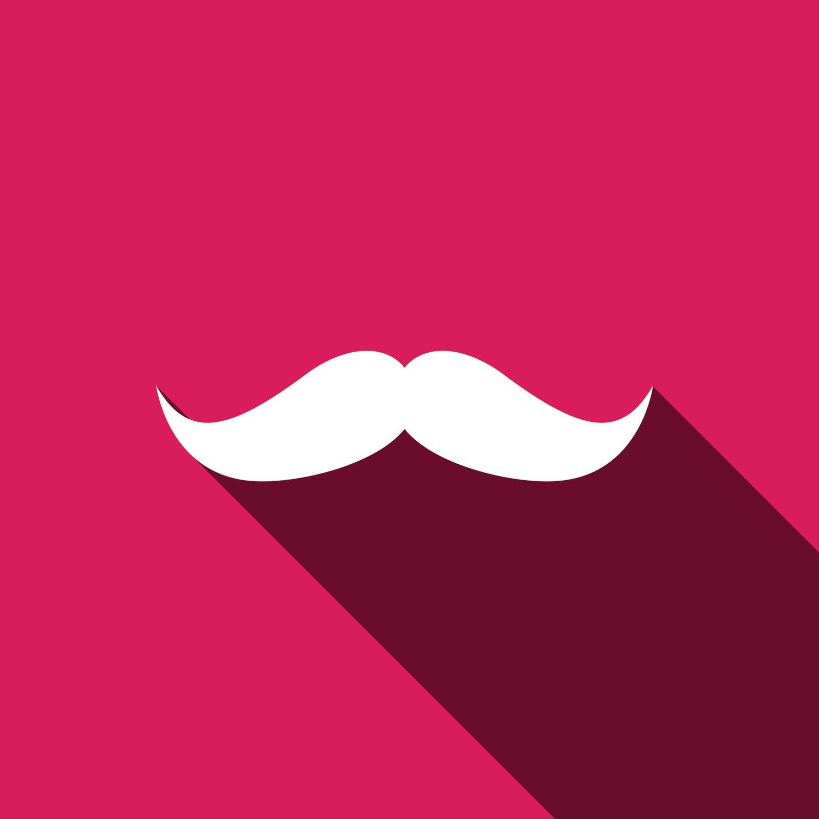 Retro mustache vector icon with long shadow